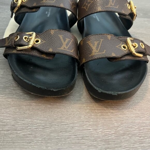 LOUIS VUITTON Bom Dia Flat Comfort Mule Sandal Size 38.5 - Picture 4 of 16